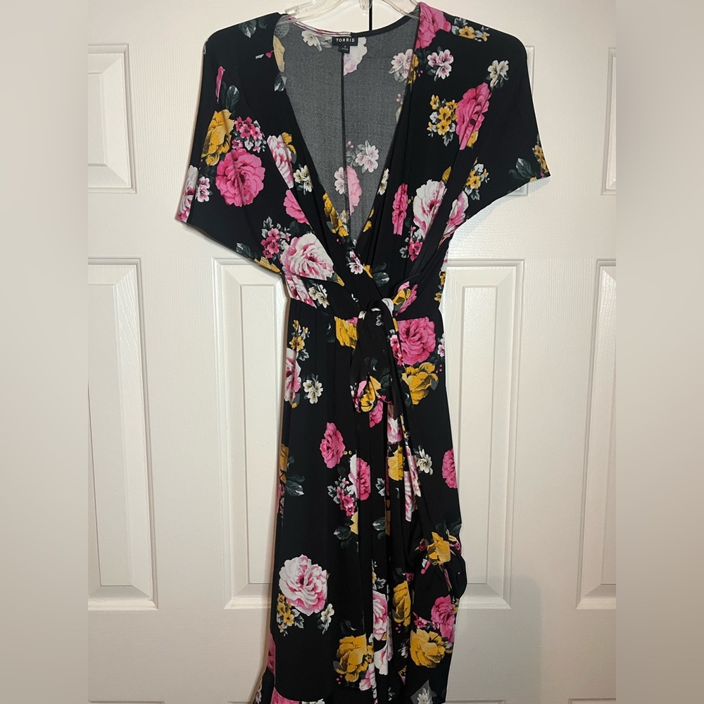 Torrid Floral Wrap Dress with Tie Belt